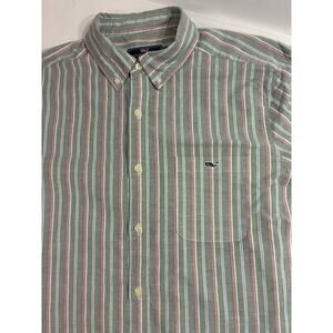 Vineyard Vines L Pastel Stripe Button Down Shirt Whale Logo Coastal Prep Easter
